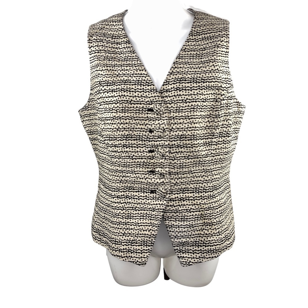 Christian Dior Vintage Women's Printed Black Triacetate Vest Size 12